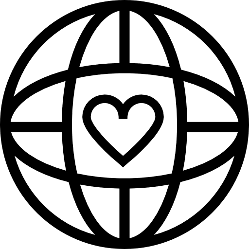 Heart in earth grid earth icons symbol grid icon