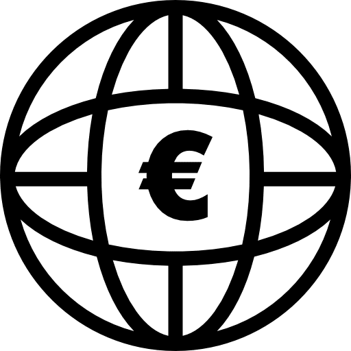 Earth grid with euro sign earth business symbol icon