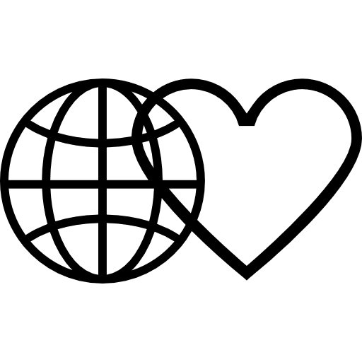 Earth grid with heart outline earth heart symbols icon