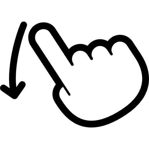 Flick down flicks finger down arrow icon