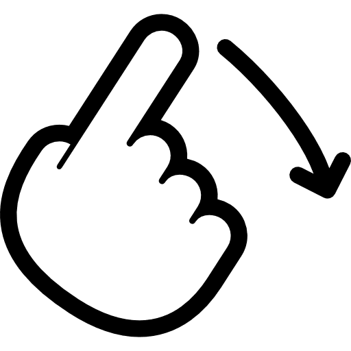 Flick right hand slide down arrow icon