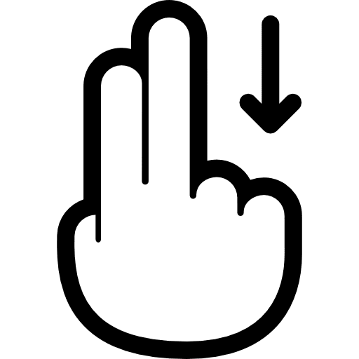 Drag down touch screen fingers down arrow icon