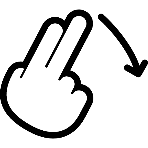 Flick right tap fingers down arrow icon