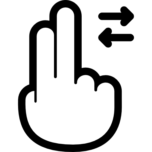 Horizontal scroll fingers gesture left arrow icon