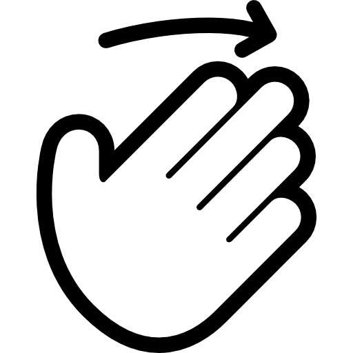 Flick right touch screen fingers right arrow icon