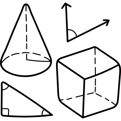 Geometry shapes and symbols education cube icon