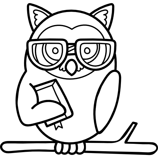 Owl studying education open book icon