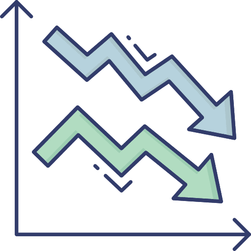 Chart down down arrow loss chart down icon