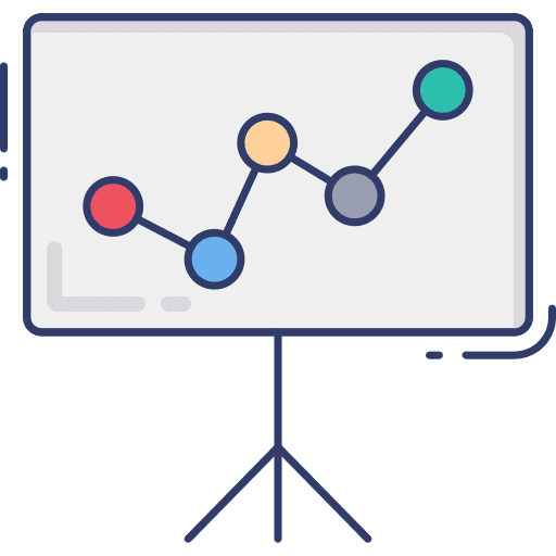 Line chart board business and finance seo and web icon
