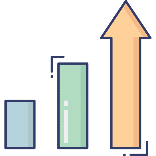 Bar graph business and finance growth arrow icon
