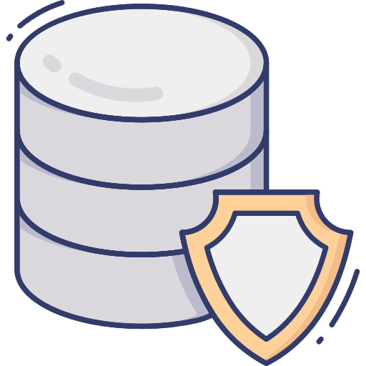 Database security shield database security data icon