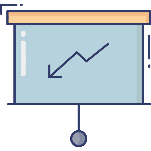 Whiteboard board loss business and finance icon