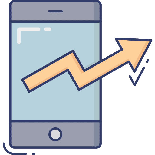Growth graph line graph increase mobile icon