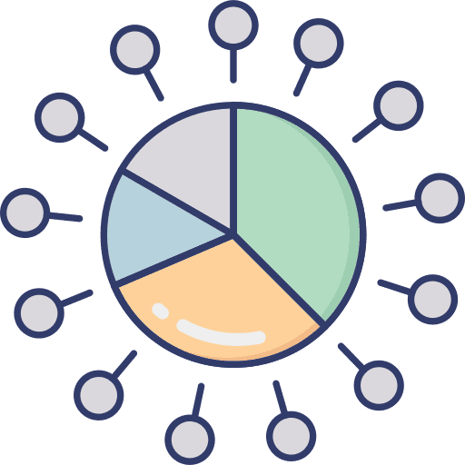Pie chart connector network business and finance icon
