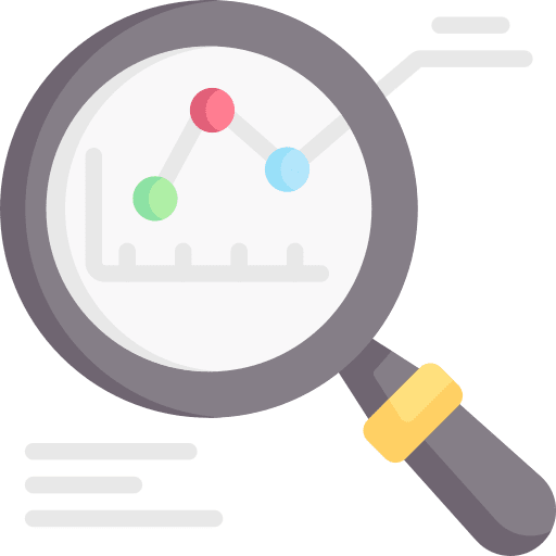 Analysis planning magnifying glass tactics icon