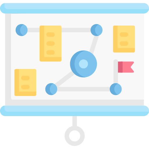 Strategy business and finance board flow chart icon