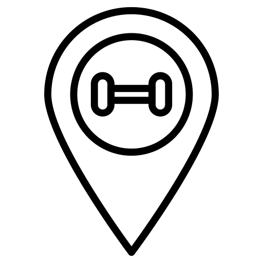 Gym map location dumbbell icon