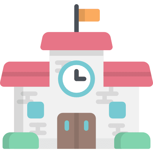 School architecture and city education school icon