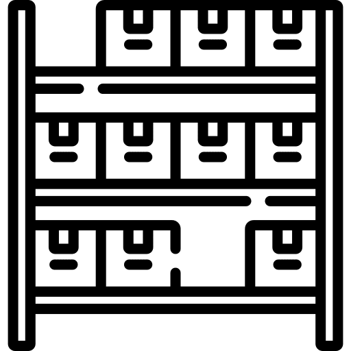 Stock shelf delivery box package icon