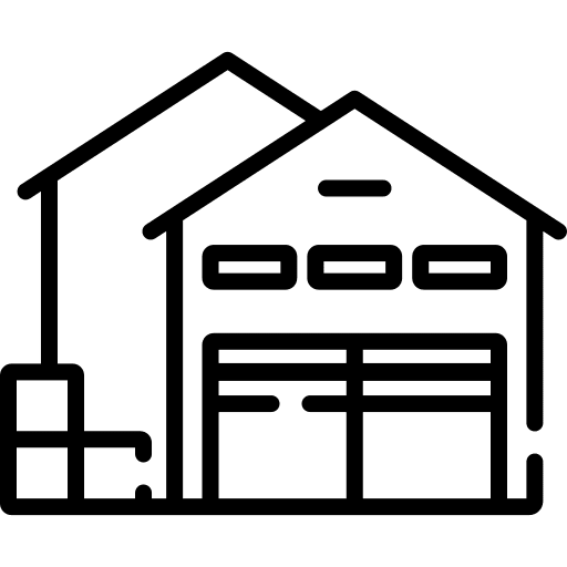 Warehouse shipping and delivery logistics factory icon