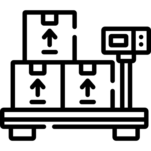 Weight scale shipping and delivery warehouse container icon