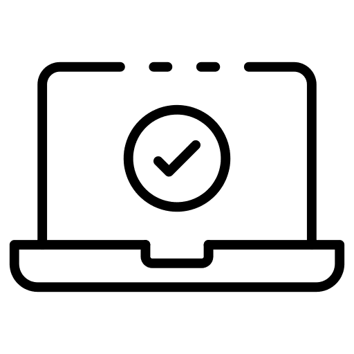 Laptop screen checked computer information system icon