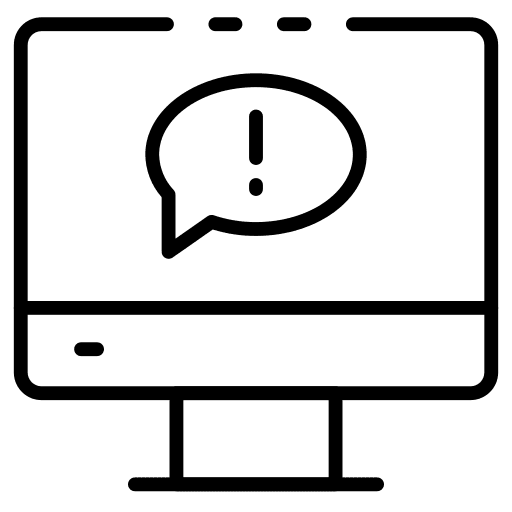 Monitor screen message monitor screen warning icon