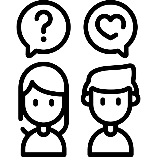 Love heart user question icon Love heart user question icon