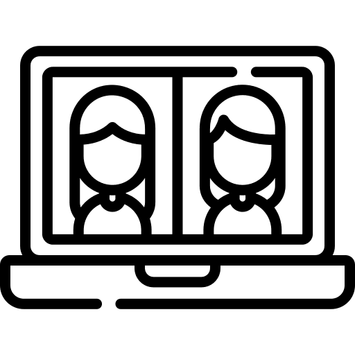 Talk video call laptop woman icon Talk video call laptop woman icon