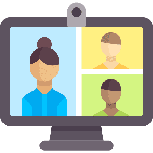 Video call communication technology man icon