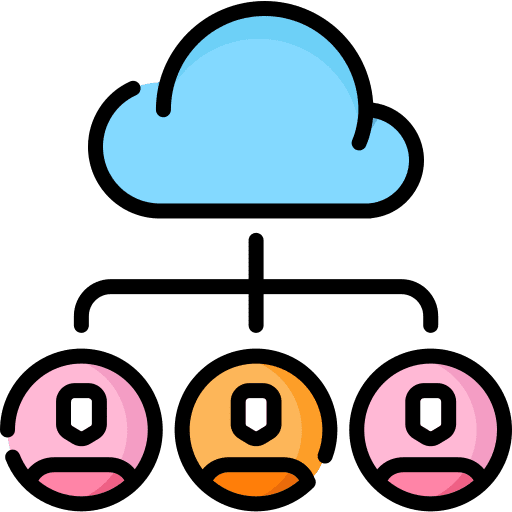 Cloud team partner working icon Cloud team partner working icon