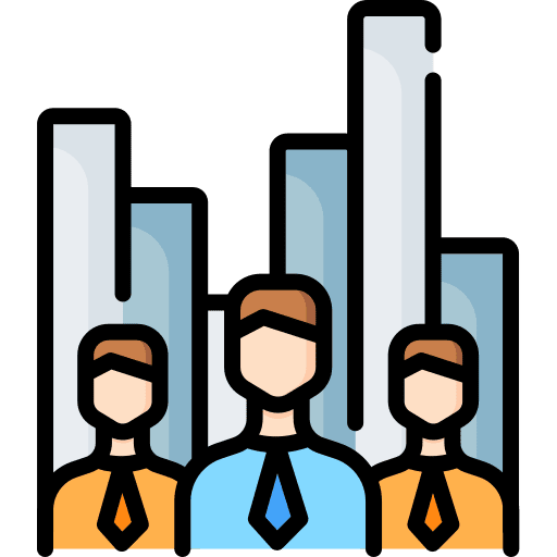 Statistics team benefits members icon Statistics team benefits members icon