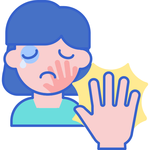 Physical abuse hit hand woman icon
