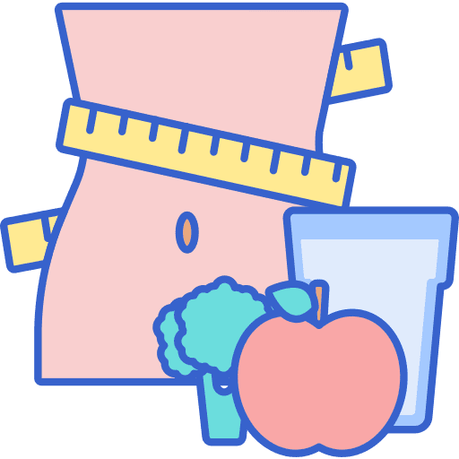 Diet apple measures ruler icon