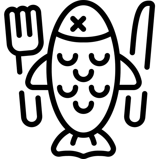 Fish food and restaurant seafood meal icon