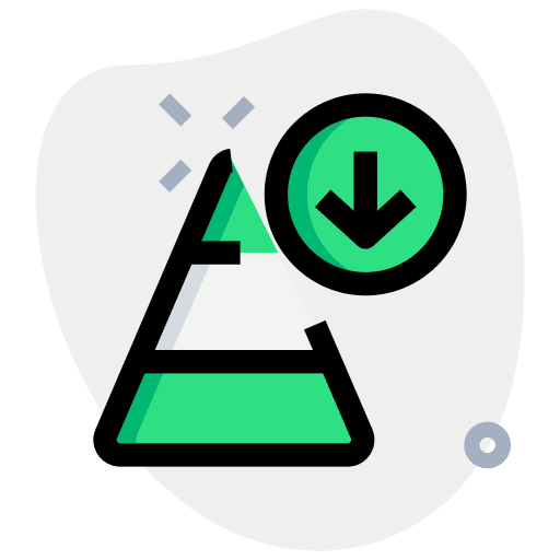 Down graph pyramid stats icon