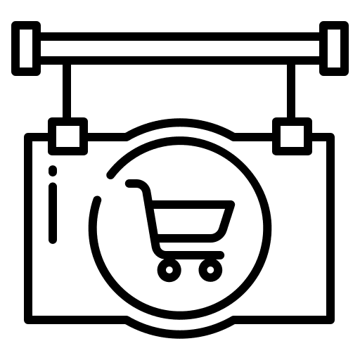 Signboard signaling shopping shop icon