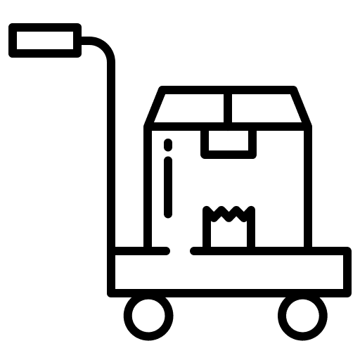 Trolley courier shipping and delivery parcel icon