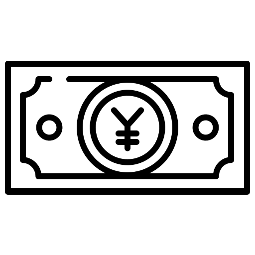Yen currency business and finance notes icon