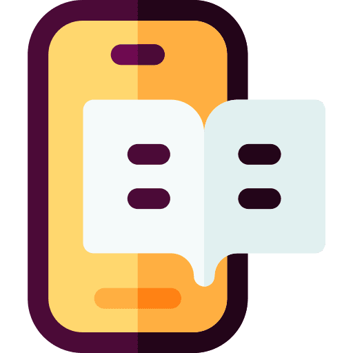 Read magnifying glass open book reading icon