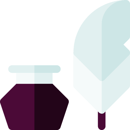 Ink quill feather inkwell icon Ink quill feather inkwell icon