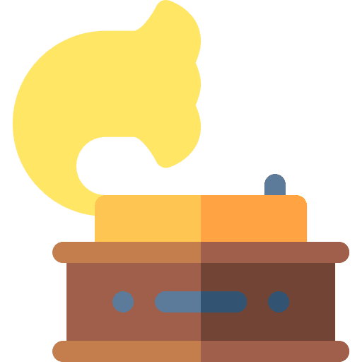 Gramophone music and multimedia retro phonograph icon