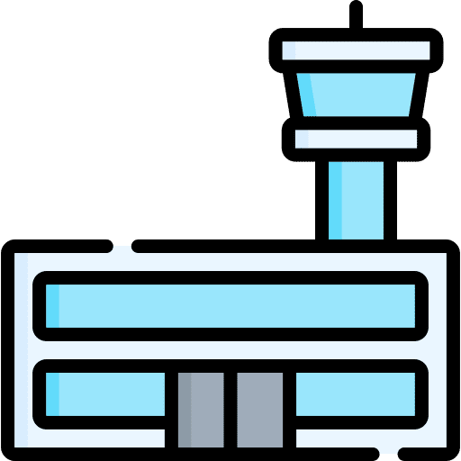 Airport transportation control tower transport icon