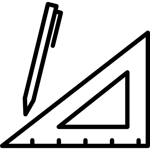 Pen and set square set square ruler measuring icon