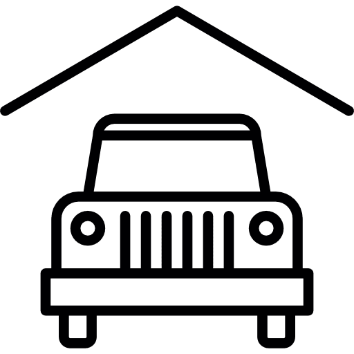 Car and garage frontal vehicle transport icon