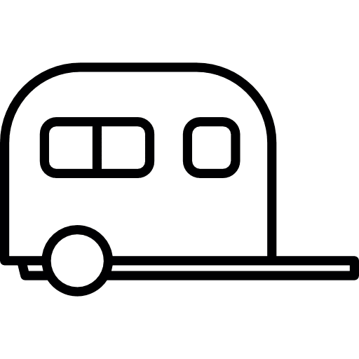 Small rounded caravan motorhome travelling vacation icon