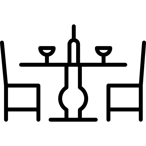 Restaurant table furniture bottle cups icon