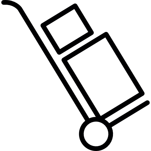 Wheelbarrow with things luggage square rectangle icon