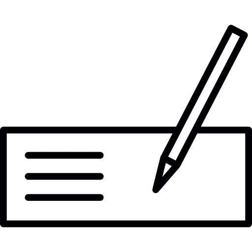 Writing cheque bank money banking icon