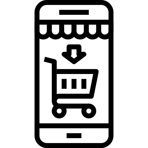 Mobile shopping computer commerce and shopping technology icon Mobile shopping computer commerce and shopping technology icon